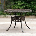 41" Round Patio Dining Table with Umbrella Hole, Outdoor Cast Aluminum Bistro Conversation Outdoor Table for Backyard Porch Pool Balcony Deck by PATIO-IN