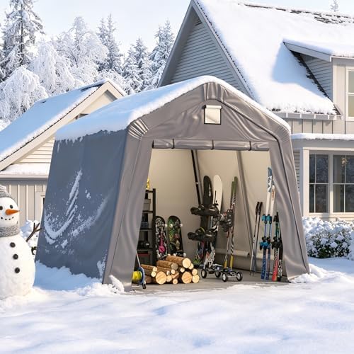 COVERONICS 10' x 10' Outdoor Portable Storage Shelter Shed, Grey - Image 2