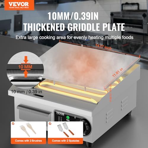 VEVOR Commercial Electric Griddle, 14", Countertop Flat Top Griddle - Image 2