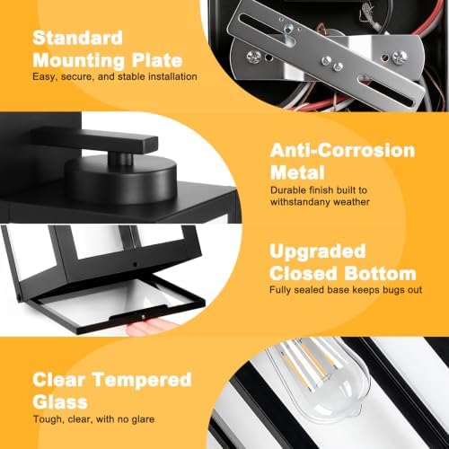16" Fully Enclosed Outdoor Wall Light, Modern Exterior Lighting Fixtures - Image 3