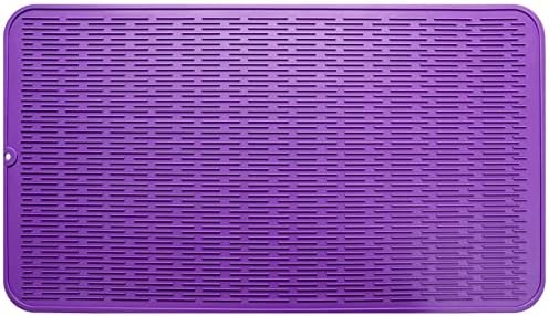 MicoYang Silicone Dish Drying Mat for Multiple Usage,Easy clean,Eco-friendly,Heat-resistant Silicone Mat for Kitchen Counter or Sink,Refrigerator or Drawer Liner Purple 4XL 32 inches x 18 inches by MicoYang