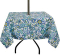 ColorBird Modern Paisley Flower Tablecloth Water Resistant Table Cover with Zipper Umbrella Hole for Patio Garden Tabletop Decor (Square, 60" x 60", Zippered, Paisley) by ColorBird