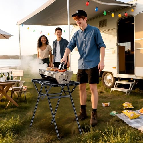 Anbte 2ft Folding Grill Table, Supports 180Lbs, 2 Heights 27.5" for Camping - Image 2