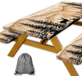 Picnic Table Cover with Bench Covers Camping Essentials Rustic Hunting Deer Forest Waterproof Windproof Camping Tablecloth Fitted Tablecloth Cover with Elastic Edge for Indoor Outdoor 3 PCS 30x96 Inch by Xguatan