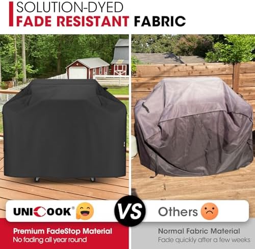 Unicook Waterproof Grill Cover, Heavy Duty Fade Resistant, 65 Inch, Black - Image 3