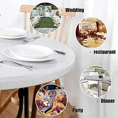 LUSHVIDA Round Tablecloth, Fitted Table Cloth for 57"-68" Tables, Clear - Image 2