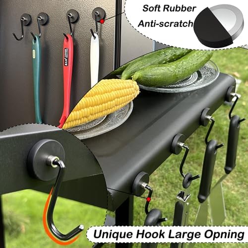Magnetic Cable Clips, 8 PCS Strong Magnet Cord Holder, 4 PCS Heavy Duty Magnetic Grill Hooks, Magnetic Storage Hooks - Image 3