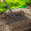 Garden Leaf Rake with 77 Inch Handle, Heavy Duty 17 Inch Wide Metal Garden Lawn Rake for Loosening Soil Raking Leaf Leveling Rocks Spreading Mulch Gravel, Rustproof Metal Bow Rakes Garden Tools by Lilyvane