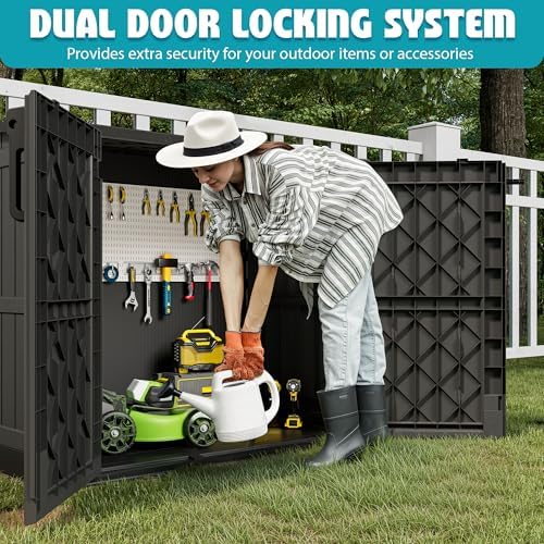 Outdoor Horizontal Storage Shed 36 Cu Ft with Lockable Doors, Waterproof Storage Box for Backyards, Portable Outdoor Storage Cabinet Easy to Assemble - Image 5