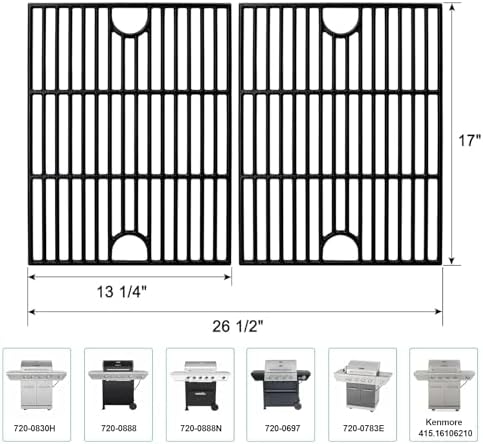 17 Inch Cast Iron Grill Grates for Nexgrill Home Depot 720-0830H 720-0888N - Image 2