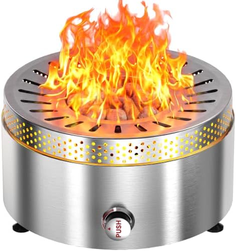 Ciays 19" Outdoor Propane Fire Pit with Wind Shield, Stainless Steel by Ciays