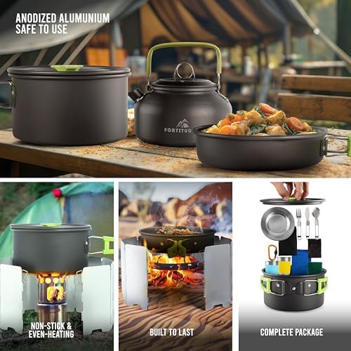 Fortitude21 Camping Cookware Set - 19-Piece Lightweight Backpacking Cookware with Pots, Pans, Utensils - Compact Outdoor Cooking Kit for Camping, Hiking, Backpacking & Survival - Image 5