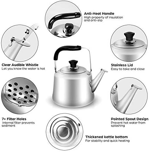 Odoland 3.8Qt Stainless Steel Camping Tea Kettle Set with 4 Cups - Image 3