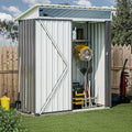 JY QAQA 5x3 FT Outdoor Garden Storage Shed, Waterproof Metal Garden Sheds with Window and Lockable Double Door, Weather Resistant Steel Tool Storage House Shed for Patio, Lawn Dark Gray by JYQAQA