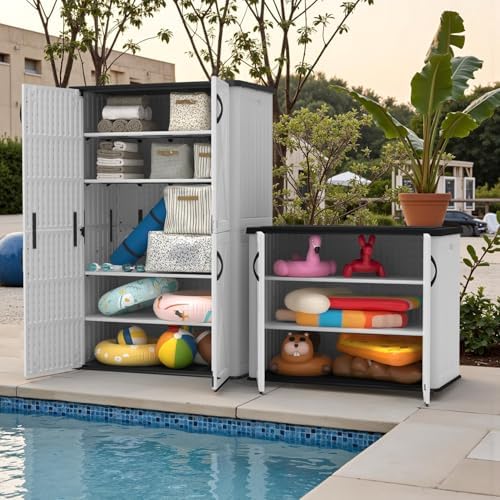 Devoko 26 Cu Ft Resin Outdoor Storage Cabinet, White - Image 7