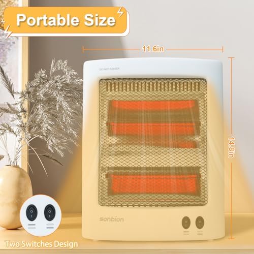 Infrared Heater, Portable Electric Heater, Space Heater for Indoor Use, Radiant Heat for Home Office, Two Heat Settings with Foldable Holder, Overheat and Tip-over Protection - Image 2