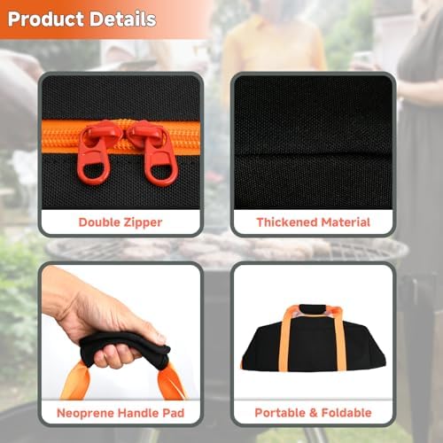 Cosmos BBQ Tool Storage Bag Grill Accessory Storage Bag Grill Utensil Carry Bag Grilling Hardware Tote Bag Container Foldable Grill Tool Replacement Bag for Outdoor Camping Barbecue, 18.1x5.1x13 Inch - Image 4