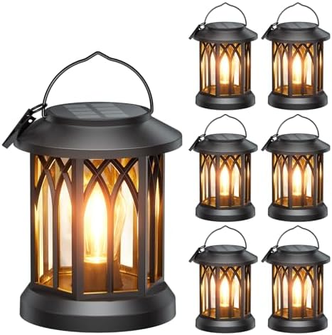Solar Lantern Outdoor Lights with Metal Hooks, Upgraded Solar Lanterns by TuyLuxeHome