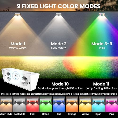 SOLPEX Solar Fence Lights Outdoor, 9 Fixed Colors ＆ Color Changing Fence Solar Lights Outdoor Waterproof IP65, LED Deck Lighting for Backyard Wall Step Patio Railing Pool Porch (16 Pack) - Image 3