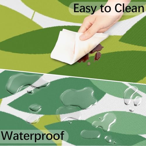 Round Tablecloth with Umbrella Hole and Zipper Elastic Fitted Table Cloth 45"-56" Oil-Proof Waterproof Patio Table Cover for Outdoor Picnic Party, Spring Summer Geometric Elegant Dark Light Green - Image 5