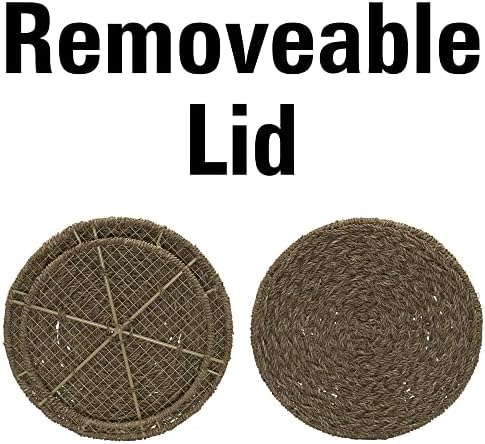 Household Essentials Handwoven Seagrass Barrel Wicker Storage Basket Side Table, Natural - Image 3
