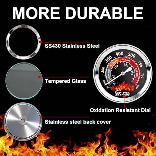 Grill Thermometer 2.6 Inch Round Dial 50-800F Dual Scale - Image 4