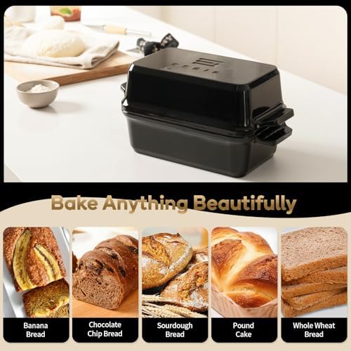 Enameled Cast Iron Dutch Oven for Bread Baking, 9×5 Dutch Oven Pot with Lid for Homemade Bread, 2 in 1 Sourdough Bread Pan with Lid, Roasting & Braising, Oven & Induction Safe (4.2 QT,Black) - Image 4