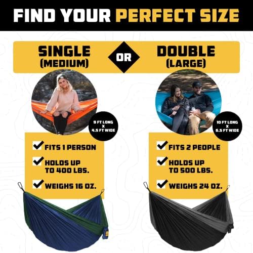 Wise Owl Outfitters Hammock for Camping Double Hammocks Gear for The Outdoors Backpacking Survival or Travel - Portable Lightweight Parachute Nylon DO Navy & Forrest - Image 2