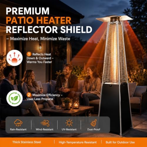 4-Sided Square Patio Heater Reflector Shield – Hole Distance 4 Inches - Image 6