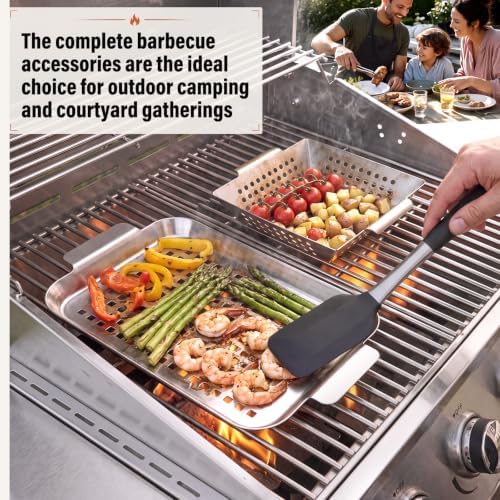Grill Accessories Outdoor Grill Baskets Topper Trays, 2 Pack - Image 4
