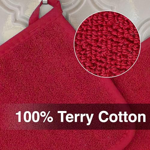 RITZ Terry Potholder & Hot Pad: Unparalleled Heat Resistant, Durable 100% Cotton – Ergonomically Designed for Optimal Grip – Easy-Care Machine Washable – 2-Pack, Paprika - Image 2