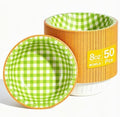 50 Pcs Small Paper Bowls, 8 oz Disposable Gingham Bowls, Soak Proof, Cut Proof, Microwave Safe Compostable Checkered Bowl for Ice Cream, Snack, Buffalo Plaid Birthday Party Supplies (Green) by DTFMZOV
