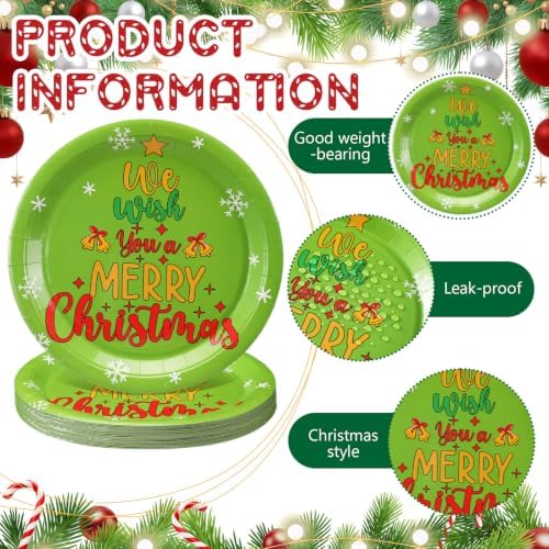 Rtteri 100 Pcs Christmas Paper Plates Disposable 9 Inch Lime Green Plate - Image 4