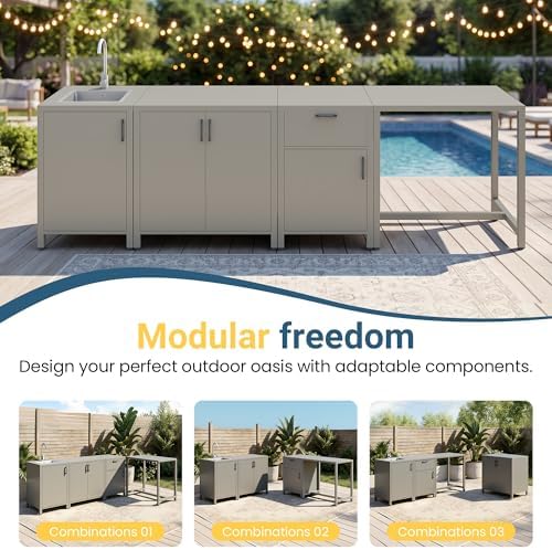 Wisteria Lane Outdoor Prep Table, Aluminum Modular Outdoor Kitchen Grill Table, All Weather Kitchen Island with Ample Storage & Food Preparation Space for Patio BBQ, Backyard, Porch - Image 6