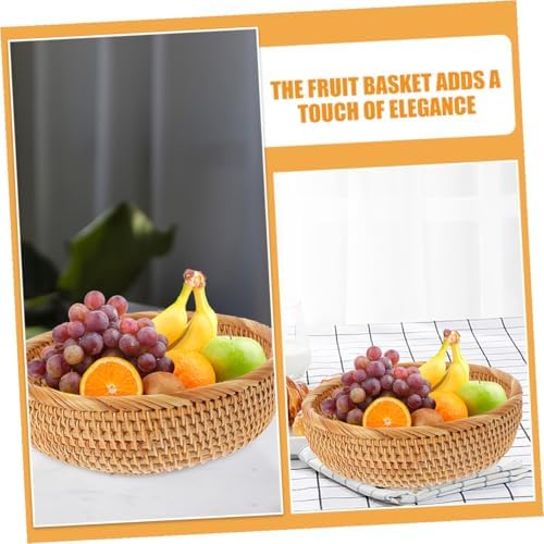 Woven Picnic Basket Large round Sturdy Handwoven Rattan Fruit Storage Basket for Outdoor Dining and Kitchen Organization - Image 4