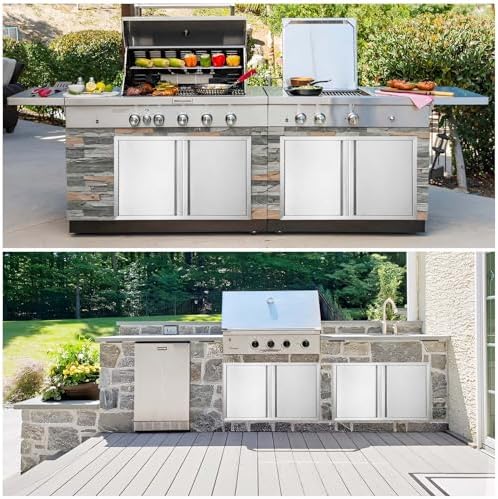 BI-DTOOL Outdoor Kitchen Double Doors 30" W X 21" H BBQ Access Door Thickened 304 Brushed Stainless Steel Doors for Indoor/Outdoor Kitchen Outdoor Cabinet Barbeque Grill or BBQ Island - Image 7