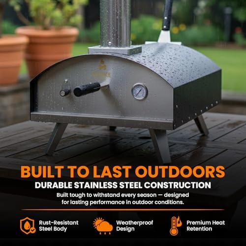 Stoke 13-Inch Wood Pizza Oven With Gas Burner, Peel, Rain Cover, and Cutter Included for Backyard, Camping, or Tailgating - Image 3
