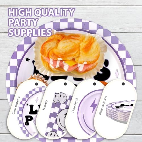 96Pcs Purple Smile Face Party Decoration for Girls, Serves 24 - Image 5