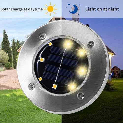 INCX Solar Lights Outdoor Waterproof, Warm White, 16 Pack Ground Lights - Image 4