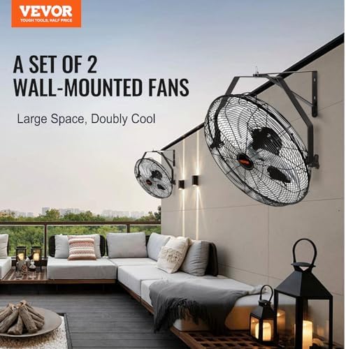 VEVOR 18 Inch Wall Mount Fan, Waterproof, 3-Speed, 4000 CFM, 2 Pack - Image 2