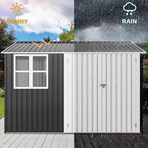DWVO 10' x 10' Outdoor Metal Storage Shed with Windows & Lockable Doors - Image 4