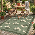 4x6 Covered Outdoor Patio Rug - Green Washable Front Porch Entry Rug Non-Slip Door Mat Indoor Outside Entrance Vintage Floral Scalloped Area Rug for Living Room Entryway Backyard Porch Decor by Othilic