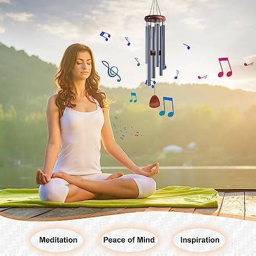 Bursvik 37" Aluminum Wind Chimes for Outside (Blue Grey), Patio Zen Decor - Image 5