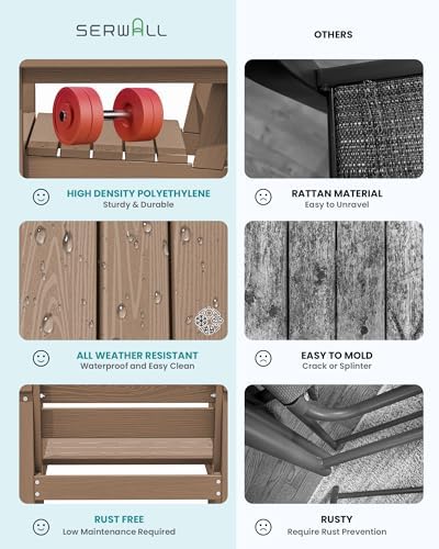 SERWALL Armless Outdoor Dining Set, Patio Dining Set for 6, Brown - Image 6