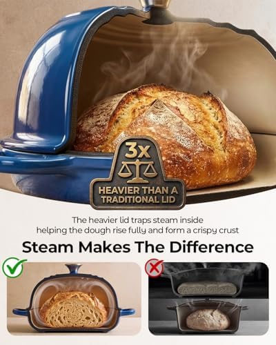 5QT Enameled Cast Iron Sourdough Bread Oven & Starter Kit, Blue - Image 5