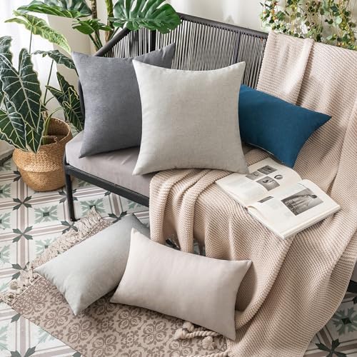 MIULEE Decorative Outdoor Pillow Covers Waterproof 20x20 Light Grey - Image 3