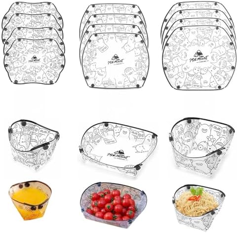MIUPOO Collapsible Bowl Plate Cup Set,Portable Mess Kit,Food Grade Material Free Folding Plate for Lunch Family Picnic,Collapsible Set of 12, 3 Sizes. by WelcometoMIUPOO