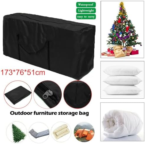 68" Extra Large Waterproof Outdoor Cushion Storage Bag – Heavy Duty Patio Furniture Cover with Zipper,Handles for Pool Decor,Christmas Tree Storage & Moving (173x76x51cm) (Black) - Image 4