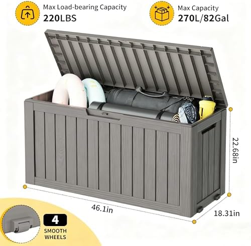 KAMABOKO Outdoor Storage Box, 82 Gallon Deck Box Outdoor Waterproof Patio - Image 2