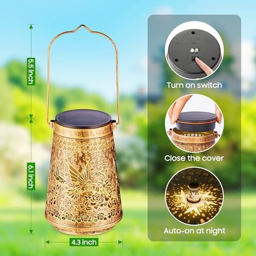 4 Pack Solar Lanterns Outdoor Waterproof, Birthday Gifts for Women Mom - Image 6